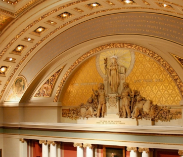 Image of the architectural details and mural of the Minnesota State Capitol.  