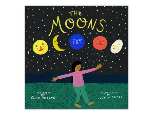 children's book cover with illustrations of moons and title